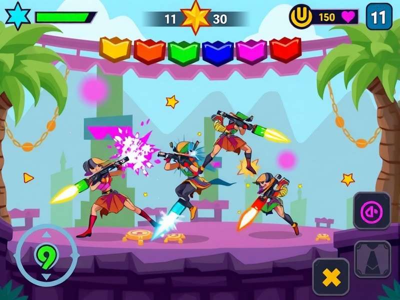 Holi Color Combat gameplay screenshot showing colorful battle